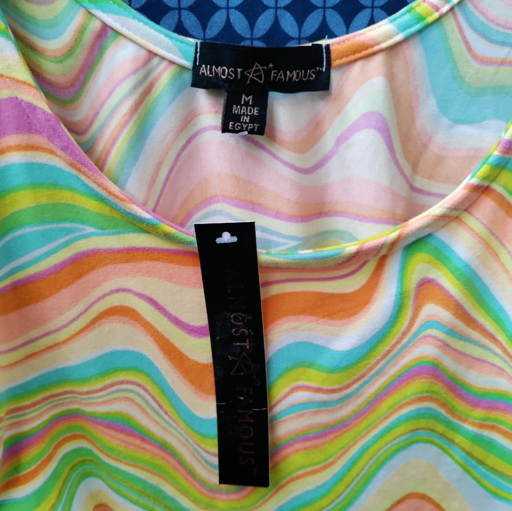 Almost Famous - Junior's long sleeve bodysuit with colorful swirl. New. Size - M - Picture 3 of 9